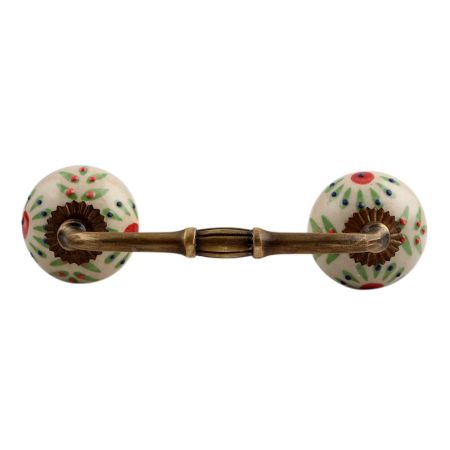 Pea Green Leaf Flower Ceramic Bridge Handle